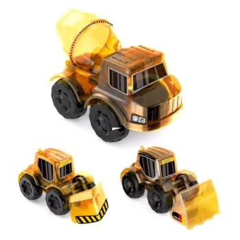 Edukacyjny zestaw solarnych pojazdów budowlanych 3w1 dla dzieci Koparka Betoniarka Spychacz